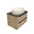 Тумба подвесная с раковиной для ванной 70 см Teymi Helmi фасад дуб столешница графит раковина Iva 52 F00209 1206346