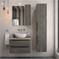 Тумба подвесная с раковиной для ванной 70 см Teymi Helmi фасад серый камень столешница дуб раковина Lori 40 F00206 1206343