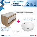 Тумба подвесная с раковиной для ванной 85 см Teymi Ritta корпус дуб фасад белый раковина Lina kuppi D40 F11664 1220128