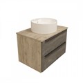 Тумба подвесная с раковиной для ванной 70 см Teymi Helmi фасад серый камень столешница дуб раковина Lina S D40 T60307_T50104 1204268