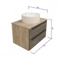 Тумба подвесная с раковиной для ванной 70 см Teymi Helmi фасад серый камень столешница дуб раковина Lina S D40 T60307_T50104 1204268