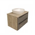 Тумба подвесная с раковиной для ванной 70 см Teymi Helmi фасад серый камень столешница дуб раковина Solli 40 F00190 1206327