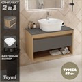 Тумба подвесная с раковиной для ванной 85 см Teymi Ritta корпус дуб фасад графит раковина Solli 43 F11698 1220147