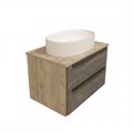 Тумба подвесная с раковиной для ванной 70 см Teymi Helmi фасад серый камень столешница дуб раковина Iva 52 F00210 1206347