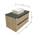 Тумба подвесная с раковиной для ванной 85 см Teymi Helmi фасад дуб столешница графит раковина Helmi Mini 38 T60304_T50304 1204265