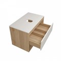 Тумба подвесная с раковиной для ванной 75 см Teymi Ritta корпус дуб фасад белый раковина Lina Pro D40 F03402 1211625