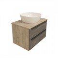 Тумба подвесная с раковиной для ванной 70 см Teymi Helmi фасад серый камень столешница дуб раковина Helmi Mini 24 T60307_T50203 1204269