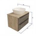 Тумба подвесная с раковиной для ванной 70 см Teymi Helmi фасад серый камень столешница дуб раковина Helmi Mini 24 T60307_T50203 1204269
