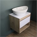 Тумба подвесная с раковиной для ванной 55 см Teymi Ritta корпус дуб фасад белый раковина Lori 60 F03291 1211514