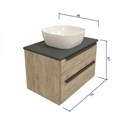 Тумба подвесная с раковиной для ванной 70 см Teymi Helmi фасад дуб столешница графит раковина Helmi Mini 24 T60302_T50203 1204257