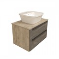 Тумба подвесная с раковиной для ванной 70 см Teymi Helmi фасад серый камень столешница дуб раковина Solli 43 T60307_T50205 1204287