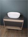 Тумба подвесная с раковиной для ванной 75 см Teymi Ritta корпус дуб фасад графит раковина Solli 48 F03424 1211647
