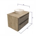 Тумба с раковиной в ванную подвесная Teymi Helmi 70, серый камень/дуб T60307_T50206 1204288