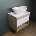 Тумба подвесная с раковиной для ванной 65 см Teymi Ritta корпус дуб фасад белый раковина Lori 60 F03338 1211561