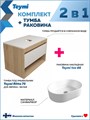 Тумба подвесная с раковиной для ванной 75 см Teymi Ritta корпус дуб фасад белый раковина Iva 46 F03400 1211623