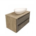 Тумба подвесная с раковиной для ванной 85 см Teymi Helmi фасад серый камень столешница дуб раковина Ellie 60 F00216 1206353