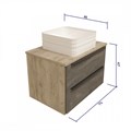 Тумба с раковиной в ванную подвесная Teymi Helmi 70, серый камень/дуб T60307_T50309 1204289