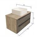 Тумба с раковиной в ванную подвесная Teymi Helmi 85, серый камень/дуб T60309_T50309 1204292