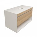 Тумба подвесная с раковиной для ванной 85 см Teymi Ritta корпус белый фасад дуб раковина Aina 56 F15252 1223850