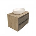 Тумба подвесная с раковиной для ванной 70 см Teymi Helmi фасад серый камень столешница дуб раковина Solli 48 F00352 1206489