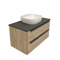 Тумба подвесная с раковиной для ванной 85 см Teymi Helmi фасад дуб столешница графит раковина Solli 40 F00191 1206328
