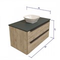 Тумба с раковиной в ванную подвесная Teymi Helmi 85, дуб крафт/графит матовый T60304_T50206 1204294