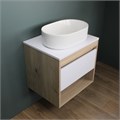 Тумба подвесная с раковиной для ванной 55 см Teymi Ritta корпус дуб фасад белый раковина Iva 46 F03302 1211525
