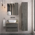 Тумба подвесная с раковиной для ванной 70 см Teymi Helmi фасад серый камень столешница дуб раковина Solli 50 накладная F03281 1211504
