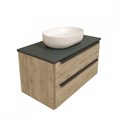 Тумба подвесная с раковиной для ванной 85 см Teymi Helmi фасад дуб столешница графит раковина Solli 48 F00353 1206490