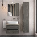 Тумба подвесная с раковиной для ванной 70 см Teymi Helmi фасад серый камень столешница дуб раковина Solli 60 накладная F03278 1211501