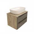 Тумба подвесная с раковиной для ванной 70 см Teymi Helmi фасад серый камень столешница дуб раковина Solli 60 накладная F03278 1211501