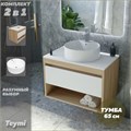 Тумба подвесная с раковиной для ванной 65 см Teymi Ritta корпус дуб фасад белый раковина Lina Pro D40 F03352 1211575