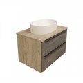 Тумба подвесная с раковиной для ванной 70 см Teymi Helmi фасад серый камень столешница дуб раковина Iva 46 F00348 1206485