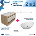 Тумба подвесная с раковиной для ванной 85 см Teymi Ritta корпус дуб фасад белый раковина Lori 60 F11667 1220134