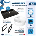 Столешница керамогранитная 80 см черный мрамор с раковиной Teymi Lina Pro D40 кронштейны 2 шт. черные в комплекте F14397 1222963