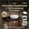 Столешница керамогранитная 100 см черный мрамор с раковиной Teymi Solli 48 кронштейны 2 шт. черные в комплекте F14444 1223010