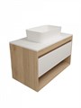 Тумба подвесная с раковиной для ванной 85 см Teymi Ritta корпус дуб фасад белый раковина Helmi Mini 48 F15051 1223649