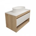 Тумба подвесная с раковиной для ванной 85 см Teymi Ritta корпус дуб фасад белый раковина Martta 50 F15075 1223673