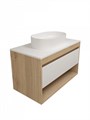 Тумба подвесная с раковиной для ванной 85 см Teymi Ritta корпус дуб фасад белый раковина Martta 50 F15075 1223673