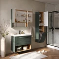 Пенал EQUIL Gleam 36, подвесной, с корзиной, зеленый камень/дуб вотан (ppGLEAM36-34) ppGLEAM36-34