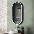 Зеркальный шкаф ABBER Kontur AG6339SWHB с подсветкой, сенсорный выключатель, диммер, часы, подогрев, черный AG6339SWHB
