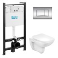ПЭК Roca Debba Rimless: Инсталляция с подвесным унитазом, быстросъемное сиденье микролифт + Кнопка смыва Roca ACTIVE PL 32B, хром глянец (Z.RU93.0.773.4) Z.RU93.0.773.4