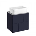 Комплект: Тумба под раковину Roca Pilar 60 подвесная, 2 ящика + Столешница Roca Pilar 60, керамогранит, серая + раковина накладная MILA, синий (Z.RU93.1.045.1) Z.RU93.1.045.1