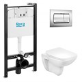 ПЭК Roca Debba Rimless: Инсталляция с подвесным унитазом, быстросъемное сиденье микролифт + Кнопка смыва Roca ACTIVE PL 52B, хром глянец (Z.RU93.1.044.1) Z.RU93.1.044.1