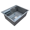 Кухонная мойка AZARIO NICOLE 600х500х220 нержавеющая сталь, в комплекте сифон, диспенсер, коландер, серая соты (AZG6050H) AZG6050H