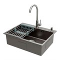 Кухонная мойка AZARIO NICOLE 500х500х220 нержавеющая сталь, в комплекте сифон, диспенсер, коландер, серая соты (AZG5050H) AZG5050H