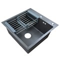 Кухонная мойка AZARIO NICOLE 500х500х220 нержавеющая сталь, в комплекте сифон, диспенсер, коландер, серая соты (AZG5050H) AZG5050H