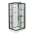 Душевая кабина Loranto 900x900x2150 без крыши, правосторонняя, белое заднее стекло, поддон 14 см, прозрачное стекло 4 мм, профиль черный (CS-3008TM/W-90R) CS-3008TM/W-90R