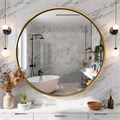 Зеркало Azario Димион D600, круглое, с подсветкой и диммером, 3 режима, сенсорный выключатель, с подогревом, золото матовое (АZ-LED010725) АZ-LED010725