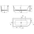 Ванна акриловая Creo Ceramique Mist А 1800x800x600 пристенная, левосторонняя, в комплекте с сифоном и металлической рамой (AZ-8649-A-1.8) AZ-8649-A-1.8